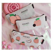 Cotton canvas fabric  students stationary bag fancy zipper pencil bag custom printed pencil case